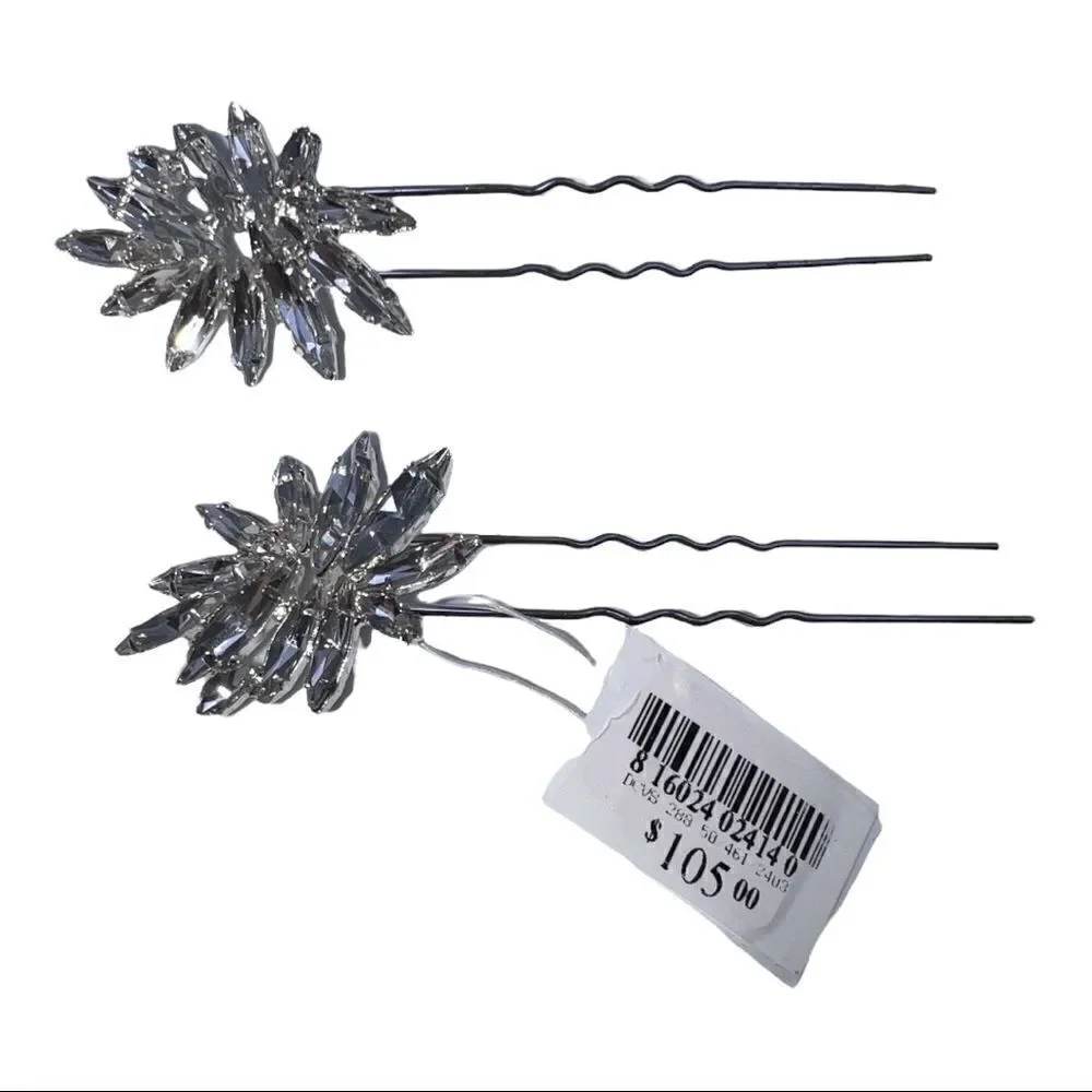Brides And Hairpins Silver Plated Emrata Set of Two Pins Wedding Accessories New